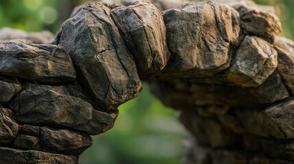 Extreme close-up of a historic stone arch keystone, highlighting craftsmanship and architectural support. real-estate listings, architecture portfolios, designed for interior and structural renovation