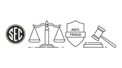 A graphic illustration representing the SEC's anti-fraud protection and justice system