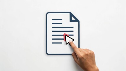 Online Application & Digital Access Hand pointing at a document with a cursor icon, symbolizing digital interaction or document management.