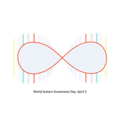 Colorful infinity symbol autism awareness concept with abstract light lines on white background