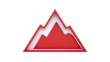 Stylized Red Mountain Logo with Layered Design