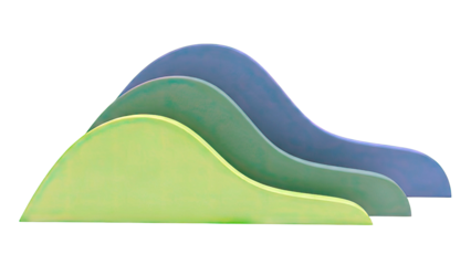 Three Gradient Green Wave Shapes