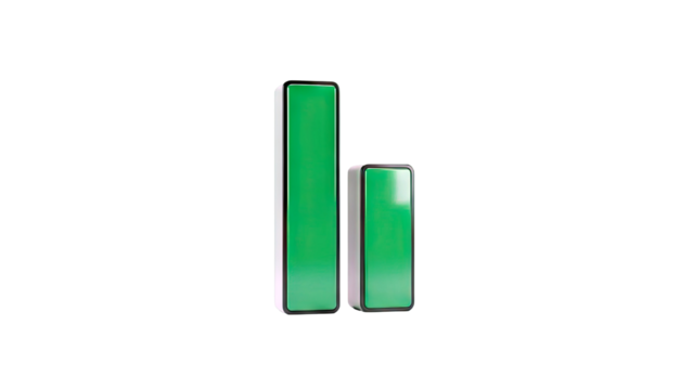 Two abstract green rectangular shapes on a white background - Powered by Adobe