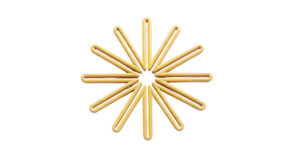 Yellow starburst shape with rounded ends on a white background