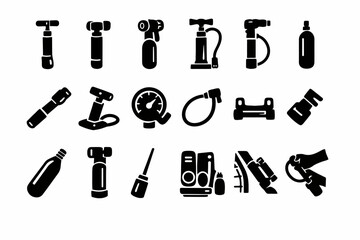 Obraz premium Collection of vehicle and bike repair tools silhouette icons