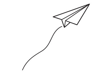 Paper airplane flying through air isolated on white background