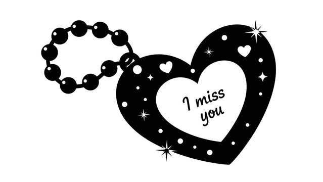 Heart shaped keepsake with "I miss you" message and beaded chain