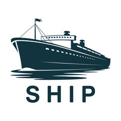 Obraz premium Large ocean ship vessel with flag on top sailing through water