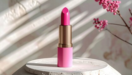Pink lipstick on a round, white base