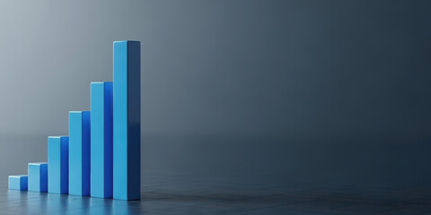 Growth grow business online graph success financial investment management payment profit arrow market trend three dimensional bar chart symbol on dark background for profit growth success