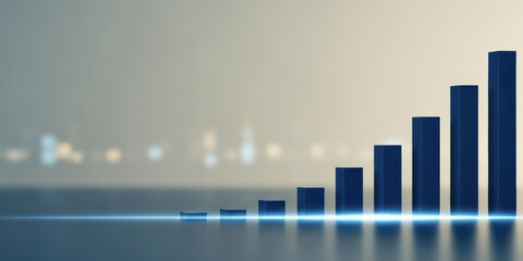 Growth grow business online graph success financial investment management payment profit arrow market trend three dimensional blue bar chart rise concept for digital profit and financial growth