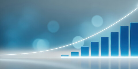 Business growth online graph success financial investment management payment profit arrow market trend three dimensional bar chart on blue background symbolize grow and rising revenue