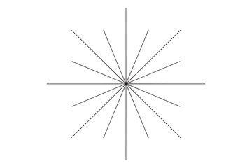 Obraz premium Black lines radiating from a central point isolated on white background