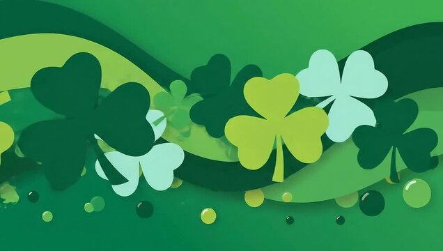 Animated St. Patricks Day background with shamrocks and bubbles.