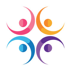 Fototapeta premium Colorful abstract shapes with circles and curved lines design elements