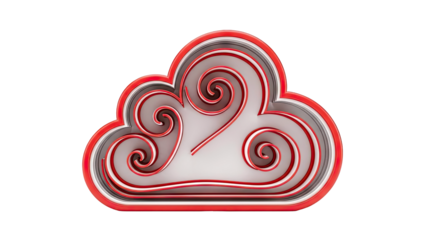 3D Rendered Red and Gray Cloud with Swirls