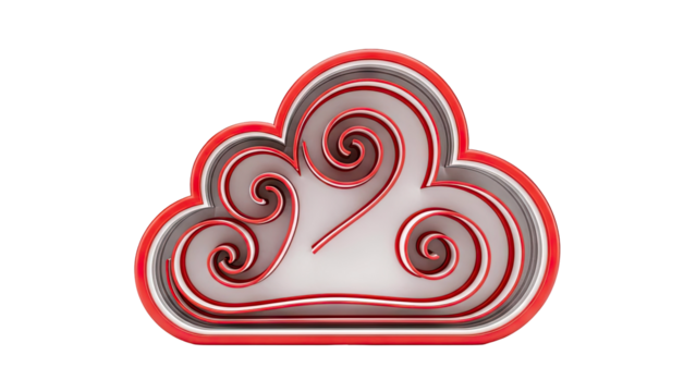 3D Rendered Red and Gray Cloud with Swirls - Powered by Adobe