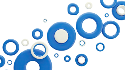 Abstract Blue and White Rings on White Background