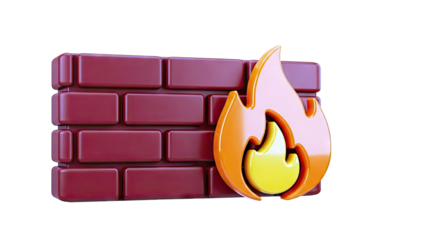 Firewall Icon with Flame Symbol