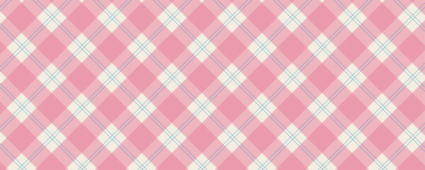 Fototapeta premium Baby blanket fabric pattern. Pastel pink and blue vichy gingham with classic check plaid texture.