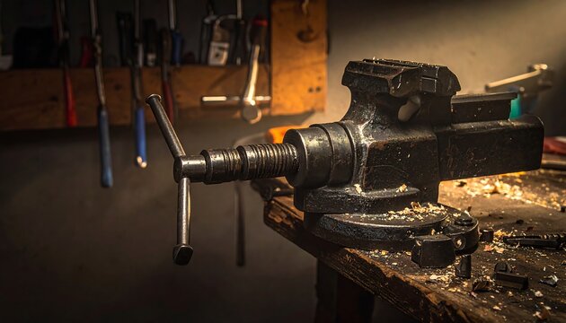 Industrial metalworking workshop with anvil. - Powered by Adobe