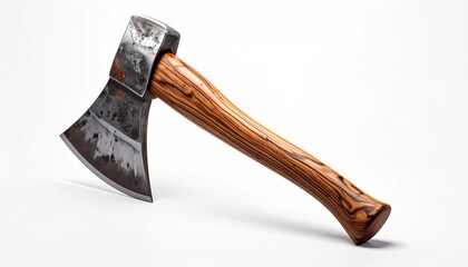 Worn axe, wooden handle