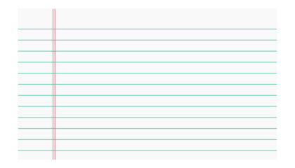 Legal pad and ruled notebook paper. Collage paper template, margin lines for office notes, and stationery design. Transparent PNG background