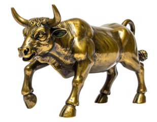 Ancient style bronze ox zodiac relic sculpture, isolate on white background