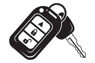 Car key fob with lock and unlock buttons isolated on white background