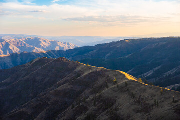 Sunset Lighting Along Ridge Top