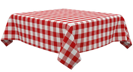Fototapeta premium Red and white checkered tablecloth cutout isolated on transparent bg, png