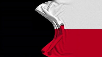 Poland Flag Waving Cloth Transition on Transparent Background, Smooth Fabric Motion Graphic Overlay for Video Production