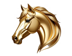 Minimalist gold line art of a horse head luxury branding style isolated.