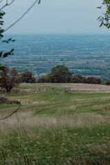 Green fields in the beautiful lands of the Cotswolds in England