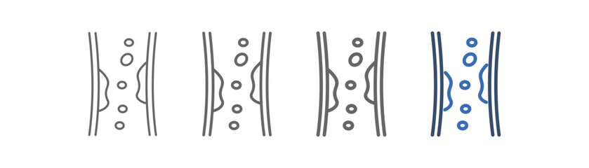 
outline icon set of atherosclerosis with blood vessel design
