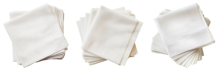 paper napkins: stacks of clean white napkins.