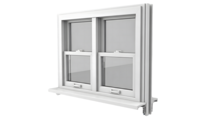 Double hung vinyl window with tilt function and insulated glass for home ventilation