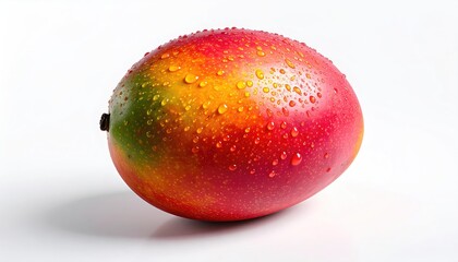 Mango with water droplets, simple background