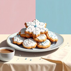 Cookies on a plate with a drink