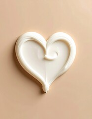 Creamy white heart on tan surface
