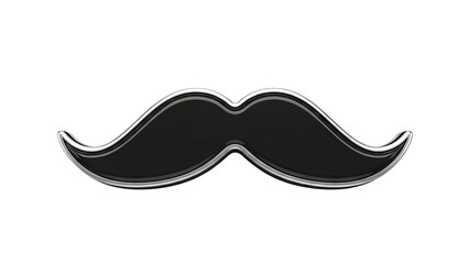 Stylized Black Moustache with Silver Trim