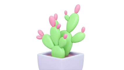 Cartoon Cacti in a Pink Pot