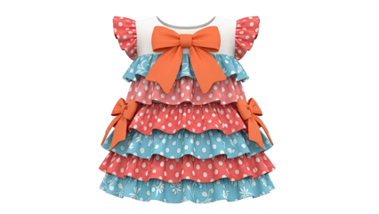 Ruffled Tiered Dress with Polka Dots and Bows