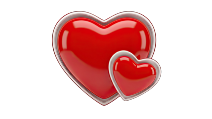 Two Red Hearts with Silver Trim