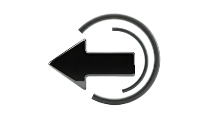 Black Left Arrow with Circular Motion