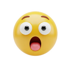 Fototapeta premium Surprised emoji face isolated on transparent background