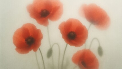 Fototapeta premium Dreamy red poppies in bloom.