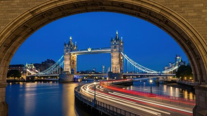 Obraz premium Tower bridge at night isolated on transparent background