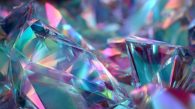 Abstract macro view of iridescent crystal facets with vibrant rainbow colors - Powered by Adobe