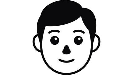 Fototapeta premium Boy Face Line Icon – Minimalist Male Avatar Black and White Vector Illustration 